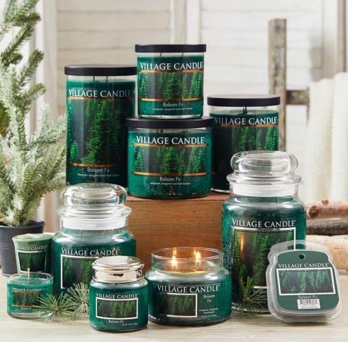 Village Candle Balsam Fir Large Apothecary Jar, Scented Candle, 21.25 oz., Green - Image 3