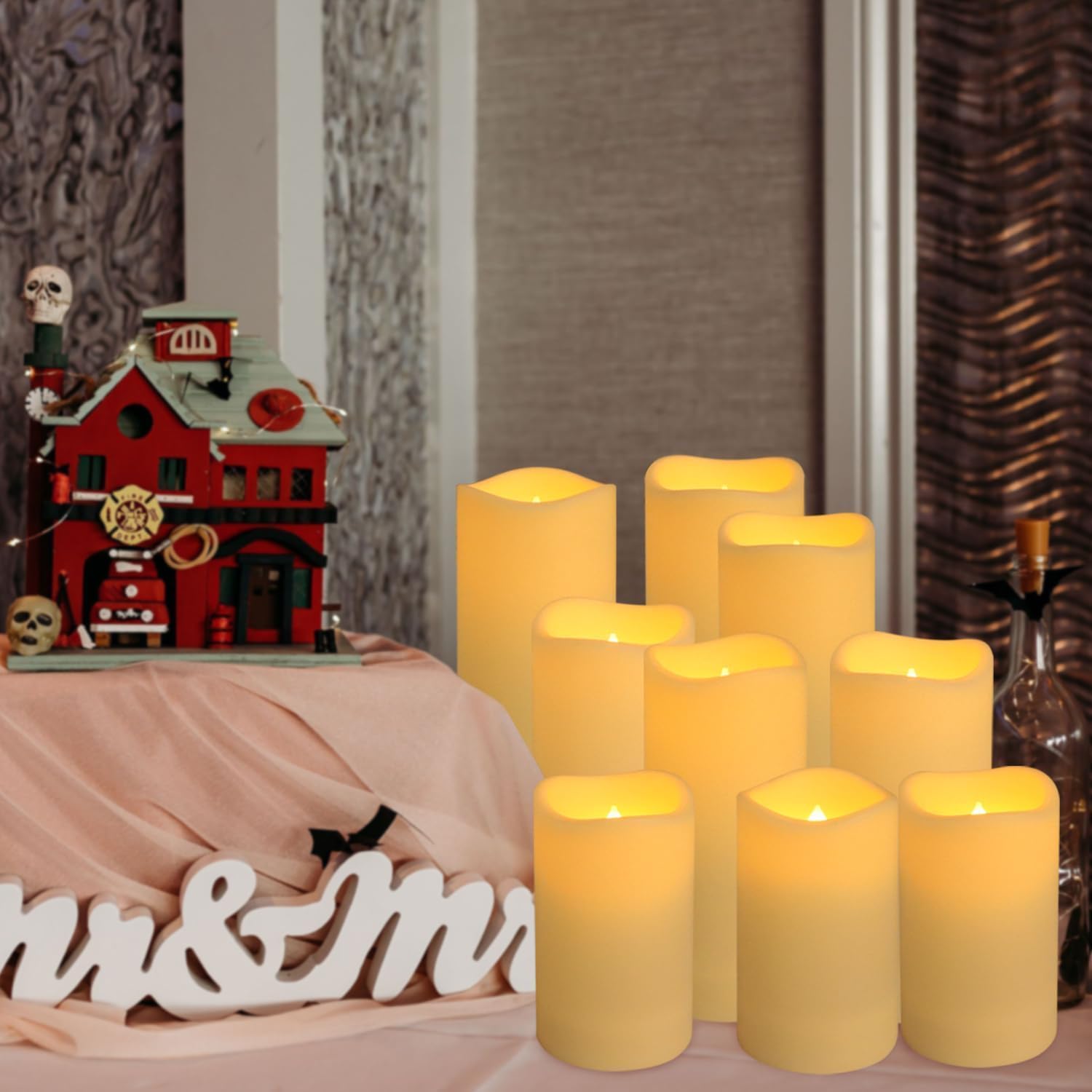 YOROXRG Set of 24 Waterproof Outdoor Flameless Candles, LED Candles with 4 Remote and Timer,(H 4" 5" 6" x D 2.2"),for Christmas,Halloween,Wedding,Festival - Image 3
