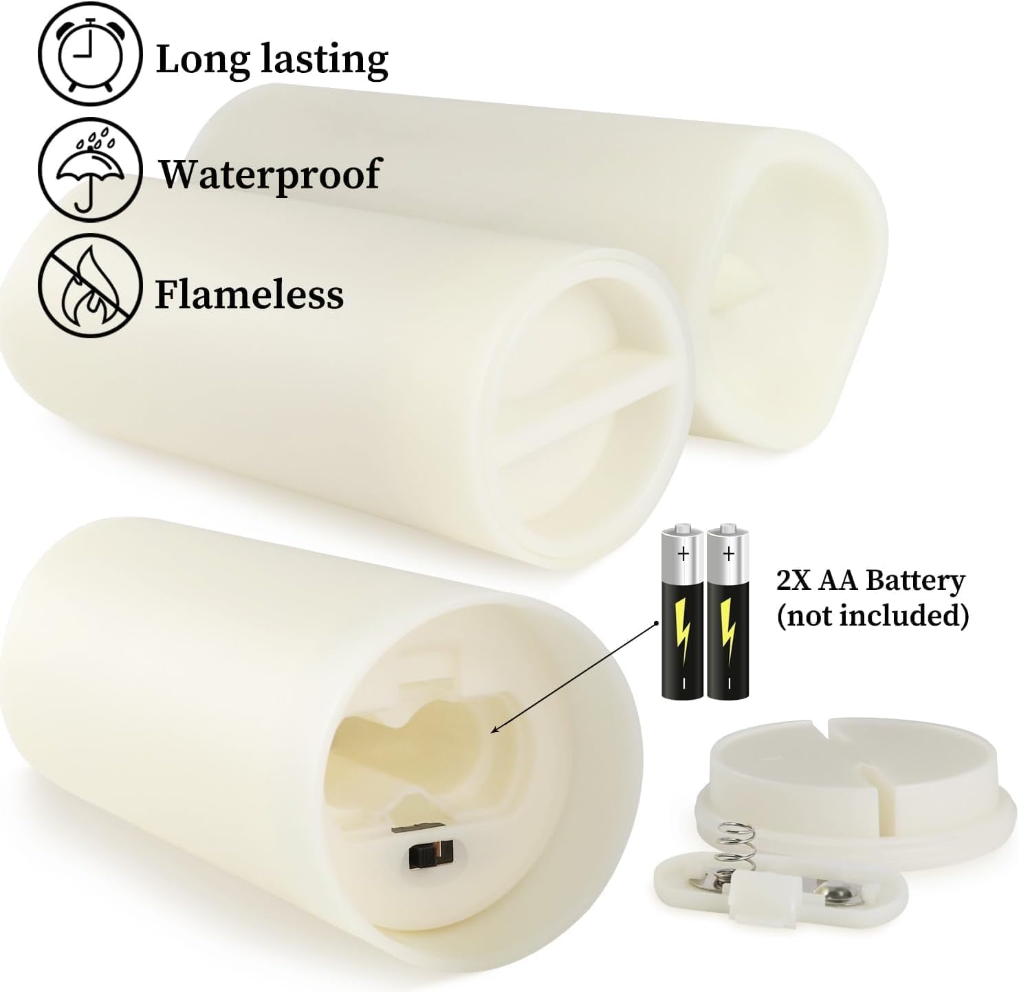 YOROXRG Set of 24 Waterproof Outdoor Flameless Candles, LED Candles with 4 Remote and Timer,(H 4" 5" 6" x D 2.2"),for Christmas,Halloween,Wedding,Festival - Image 7