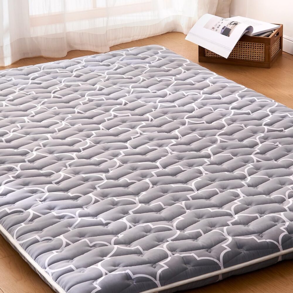 6th Generation Japanese Floor Futon Mattress - Extra-Thick 9-Layer Modern Futon with 100% High-Density Foam, Portable Floor Mattress Sleeping Pad for Adults, Guest Room, Dormitory, Twin XL (39"X80")