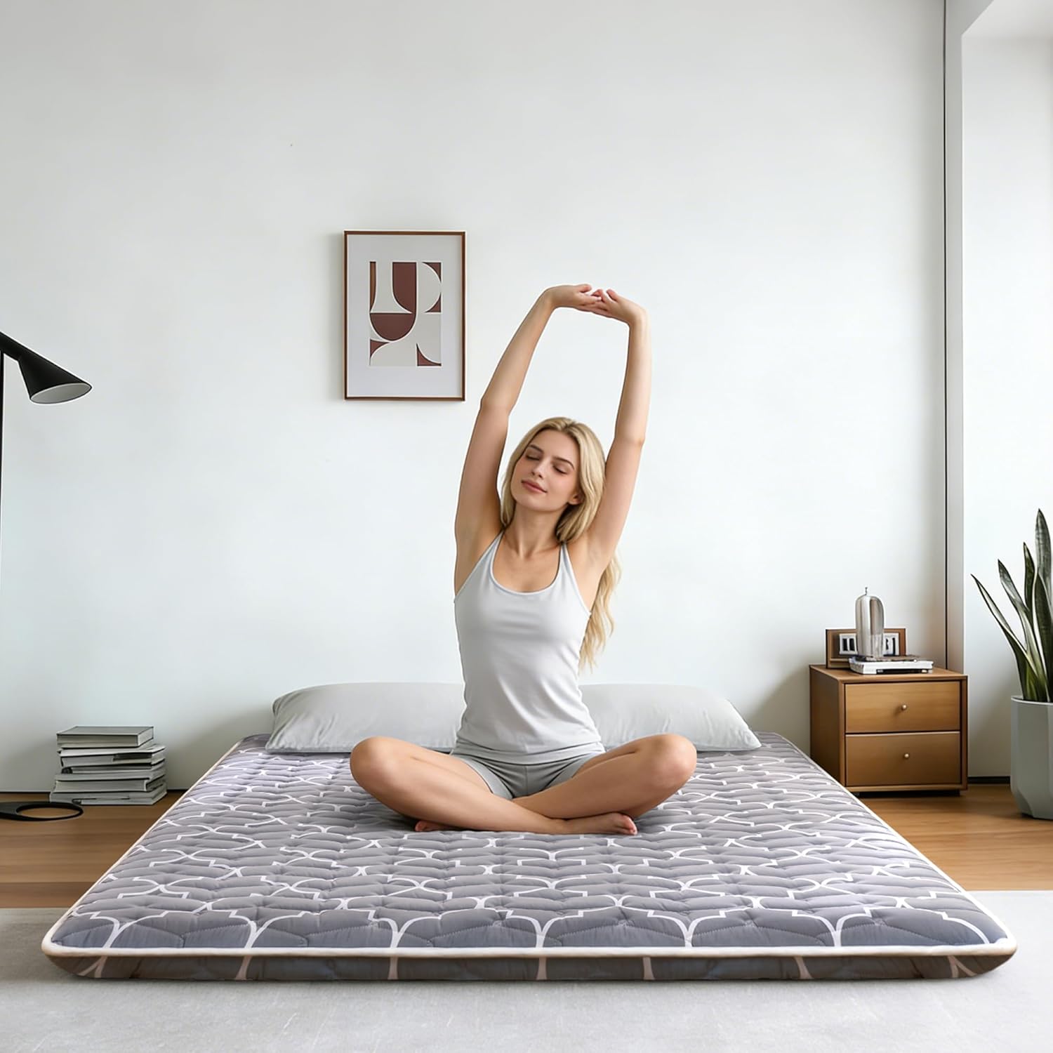 6th Generation Japanese Floor Futon Mattress - Extra-Thick 9-Layer Modern Futon with 100% High-Density Foam, Portable Floor Mattress Sleeping Pad for Adults, Guest Room, Dormitory, Twin XL (39"X80") - Image 2