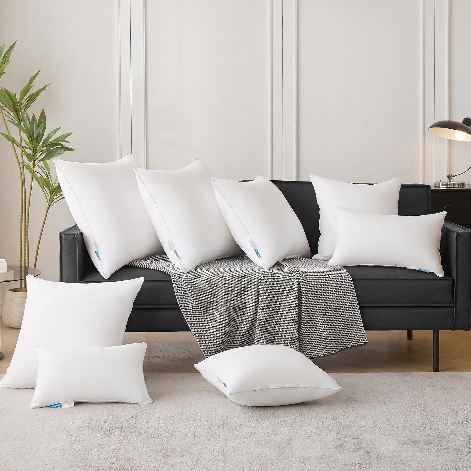Oubonun 14 x 22 Pillow Inserts (Set of 2) - Lumbar Pillow with 100% Cotton Cover - Rectangle Square Interior Sofa Pillow Inserts - Decorative Pillow Insert Pair - White Couch Pillow - Image 7