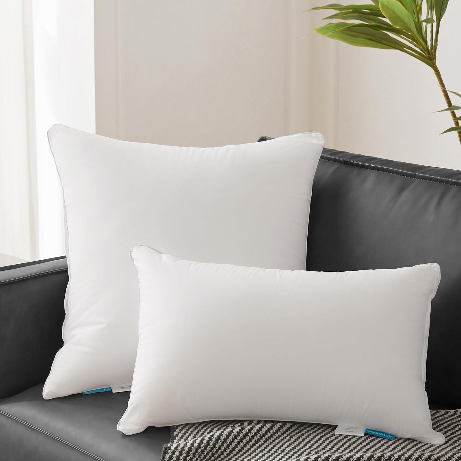 Oubonun 14 x 22 Pillow Inserts (Set of 2) - Lumbar Pillow with 100% Cotton Cover - Rectangle Square Interior Sofa Pillow Inserts - Decorative Pillow Insert Pair - White Couch Pillow - Image 8