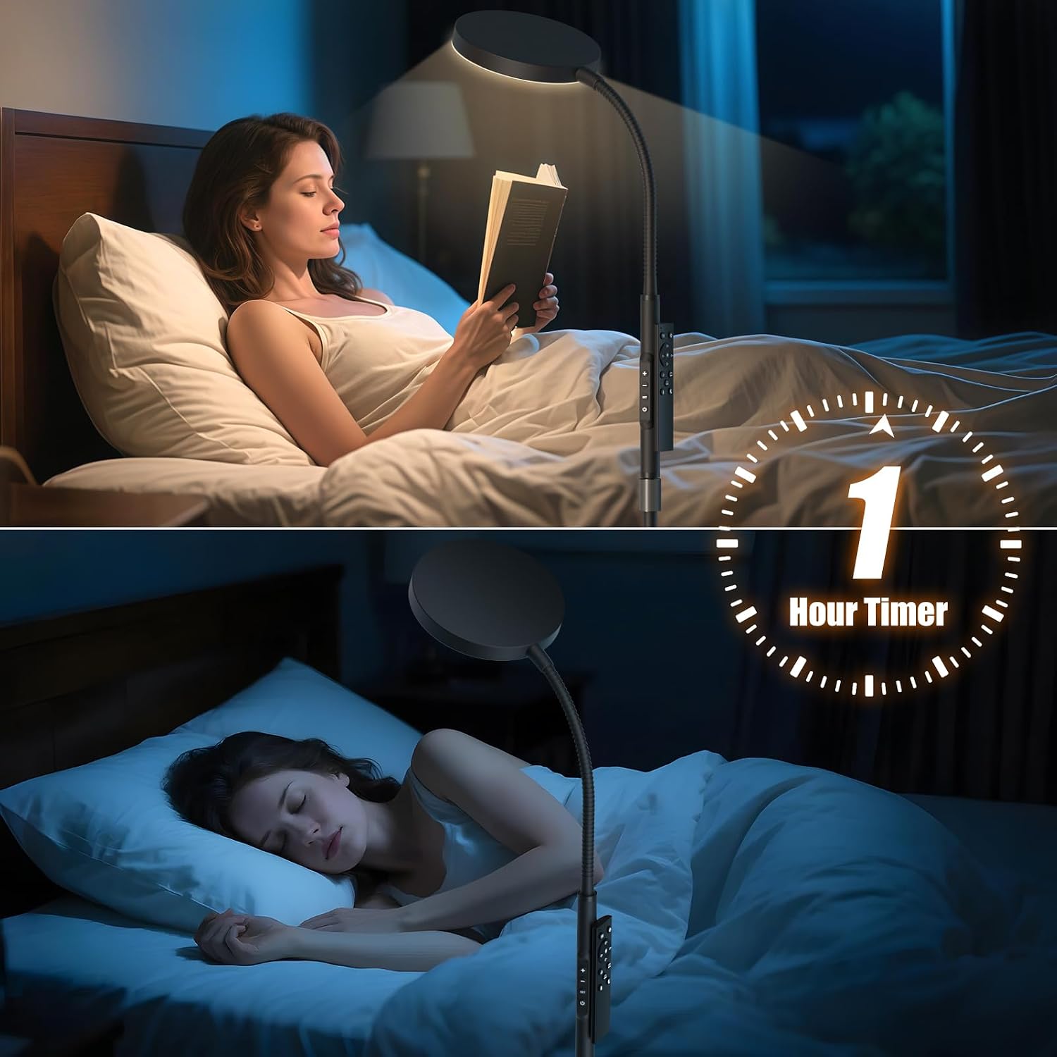 PACOVY Floor Lamp, Adjustable Height Floor Lamps for Living Room Bedroom, 120 LED Super Bright Standing Lamp Remote & Touch Control Dimmable Gooseneck Tall Stand Reading Lamp for Office Craft, Black - Image 7
